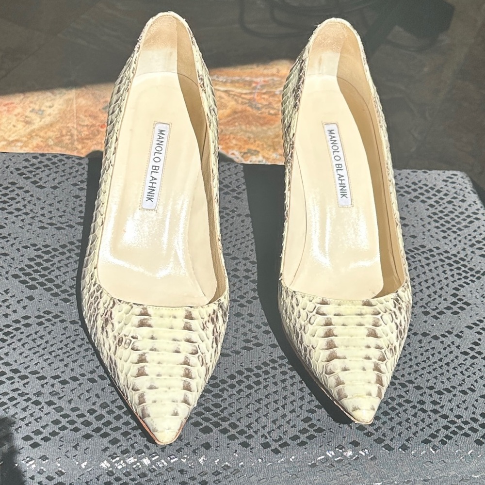 Manolo Blahnik Snake Skin Pump Size 38.5